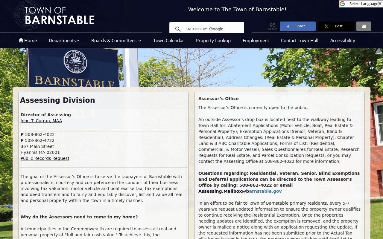 Barnstable County residents directory assessor property lookup fields