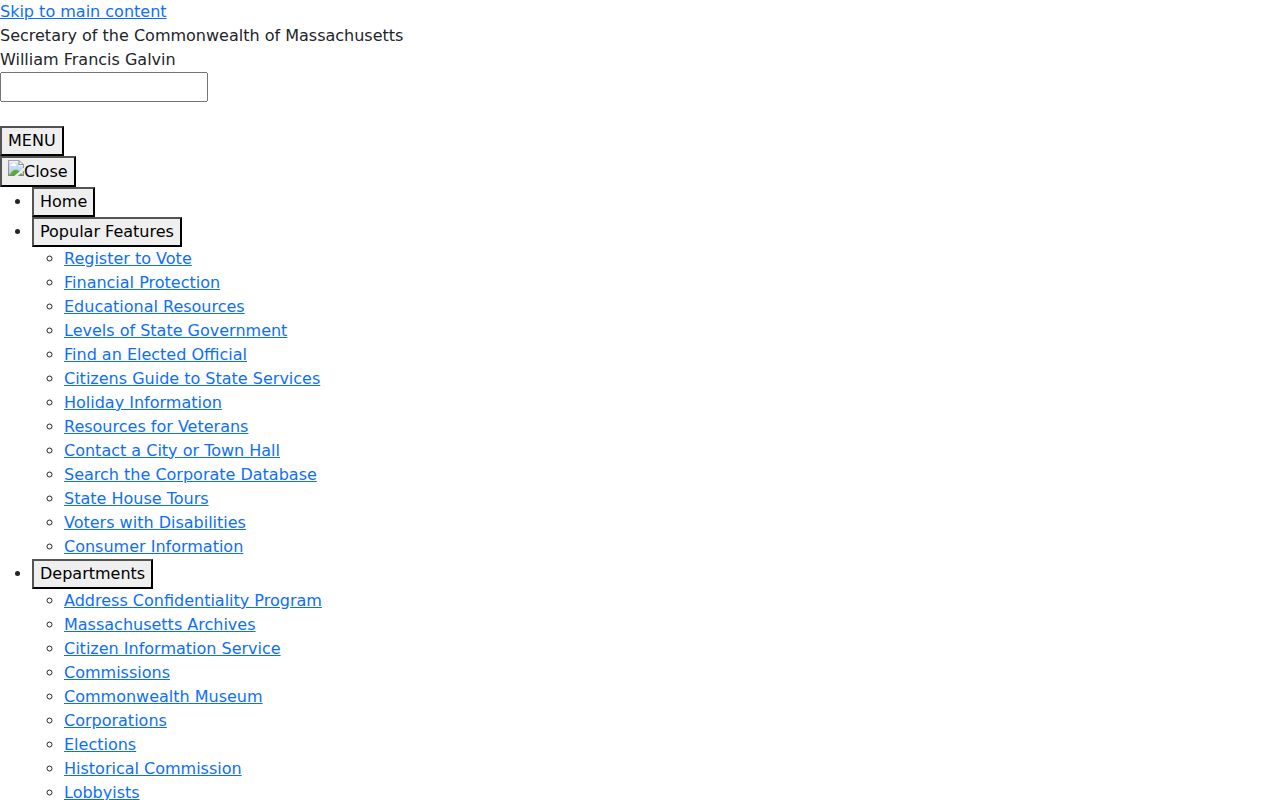 Barnstable County resident lookup Corporations Division search