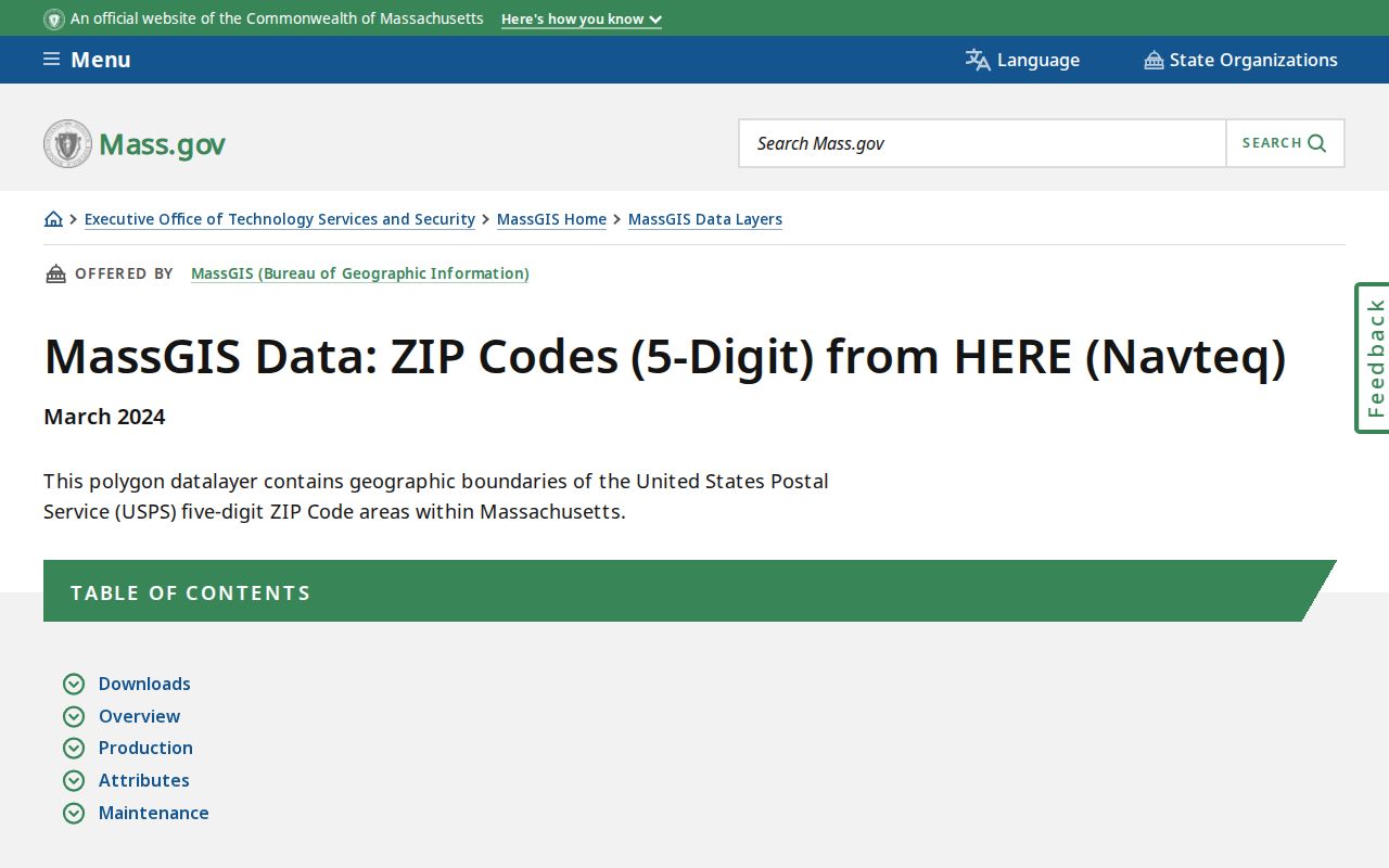 Barnstable County ZIP code directory MassGIS approximate ZIP geography